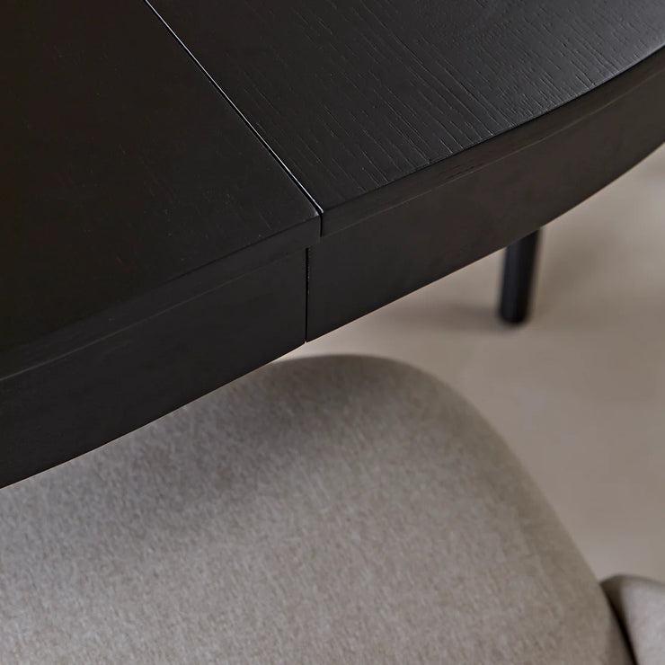 Black Oak Oval Extending Dining Table Set - 4 Seater - Freya Sand Dining Chairs - Black Oak Legs