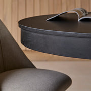 Black Oak Oval Extending Dining Table Set - 4 Seater - Freya Sand Dining Chairs - Black Oak Legs