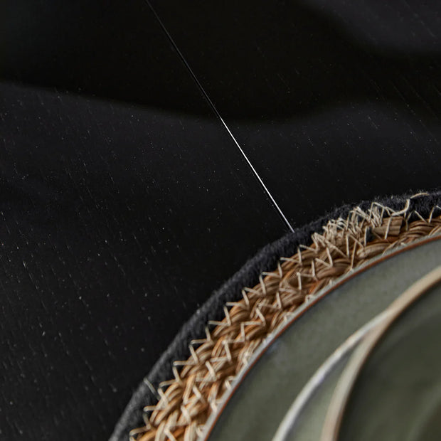 Black Oak Oval Extending Dining Table Set - 4 Seater - Freya Sand Dining Chairs - Black Oak Legs