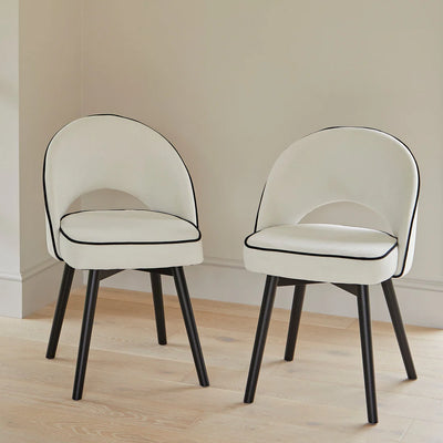 Ivory Dining Chairs - Set of 2 - Black Oak Legs