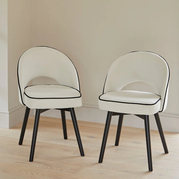 Ivory Dining Chairs - Set of 2 - Black Oak Legs