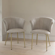 Brandy Soft Beige Dining Chairs - Set of 2 - Gold Legs