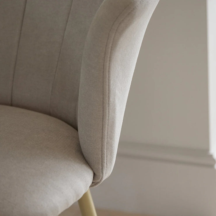 Brandy Soft Beige Dining Chairs - Set of 2 - Gold Legs