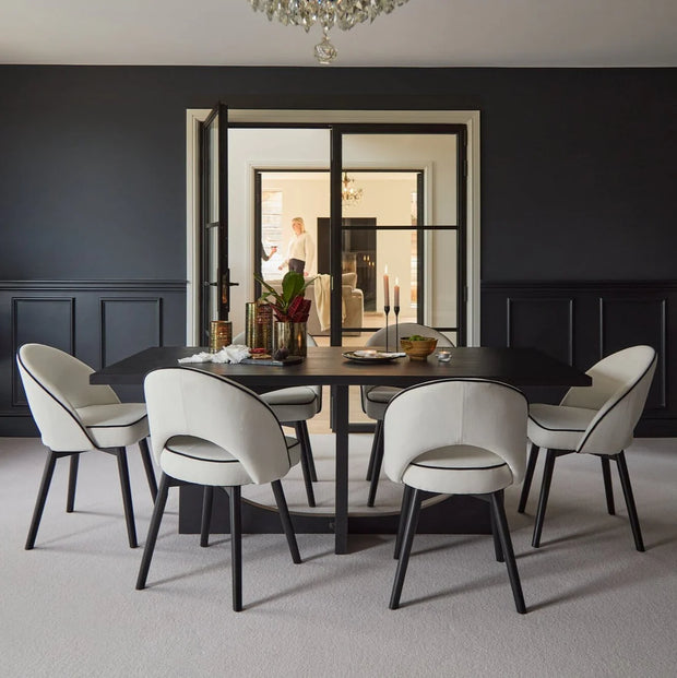 Ivory Dining Chairs - Set of 2 - Black Oak Legs