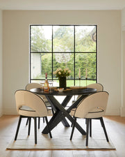 Ivory Dining Chairs - Set of 2 - Black Oak Legs