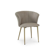 Brandy Soft Beige Dining Chairs - Set of 2 - Gold Legs