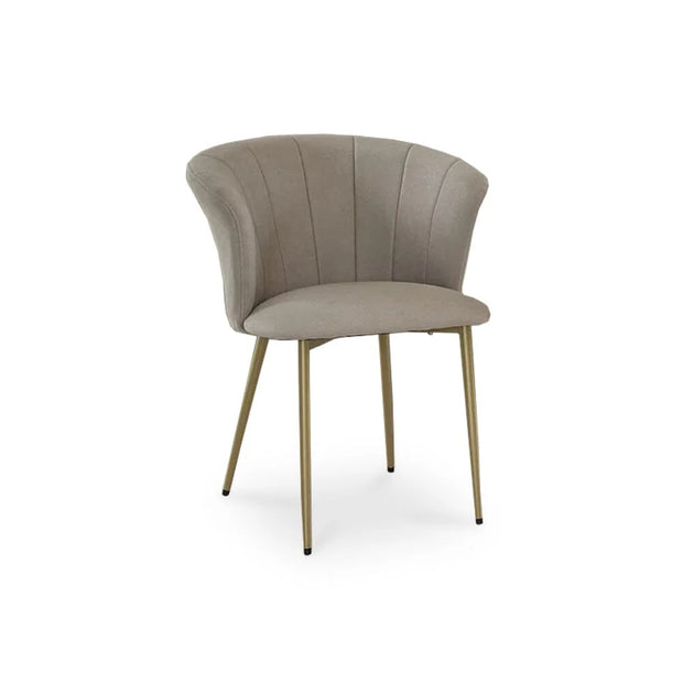 Brandy Soft Beige Dining Chairs - Set of 2 - Gold Legs
