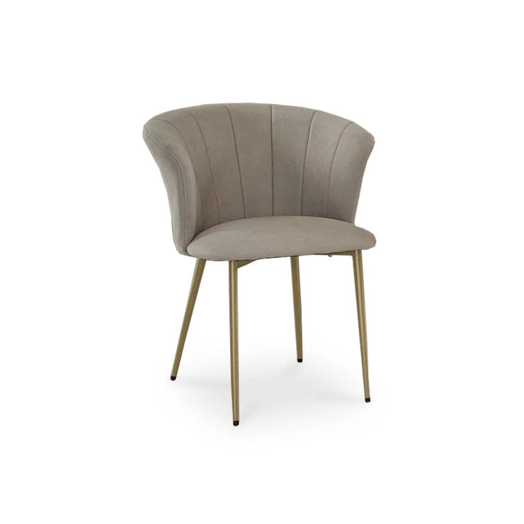 Brandy Soft Beige Dining Chairs - Set of 2 - Gold Legs