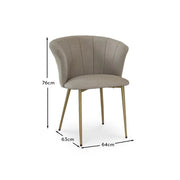 Brandy Soft Beige Dining Chairs - Set of 2 - Gold Legs