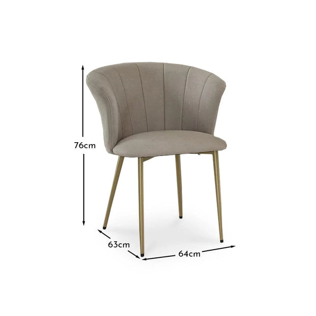 Brandy Soft Beige Dining Chairs - Set of 2 - Gold Legs