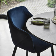 Blue Velvet Armchairs - Set of 2 - Black Oak Legs