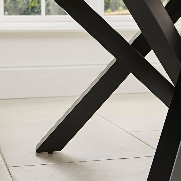 Black Round Dining Table Set - 4 Seater - Freya Fern Green Dining Chairs with Black Legs