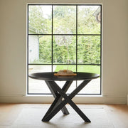 Black Round Dining Table Set - 4 Seater - Freya Fern Green Dining Chairs with Black Legs